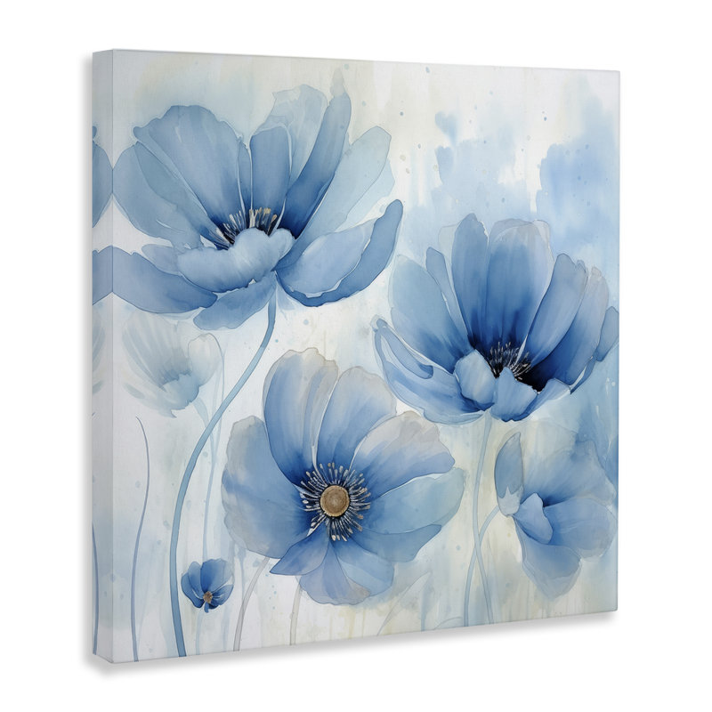  «Blue Poppies Ombre», art mural sur toile par Irena Orlov, H 30 po x l 30 po