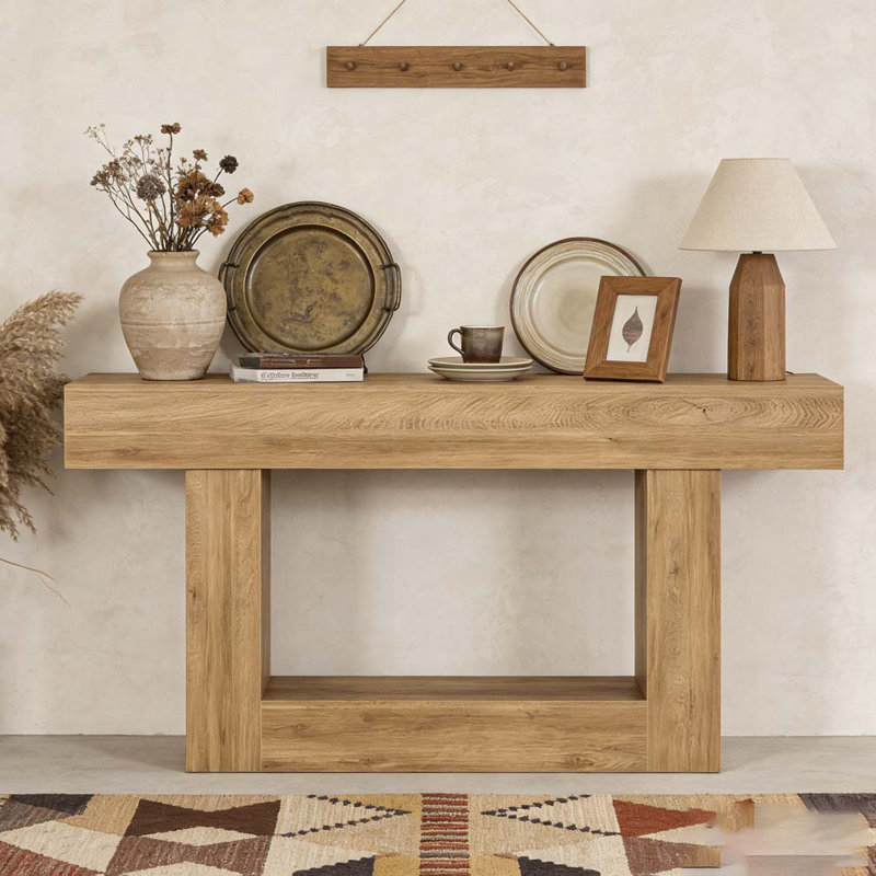 2-Tier Hall Table,Sofa Table,Console Table, Light Brown