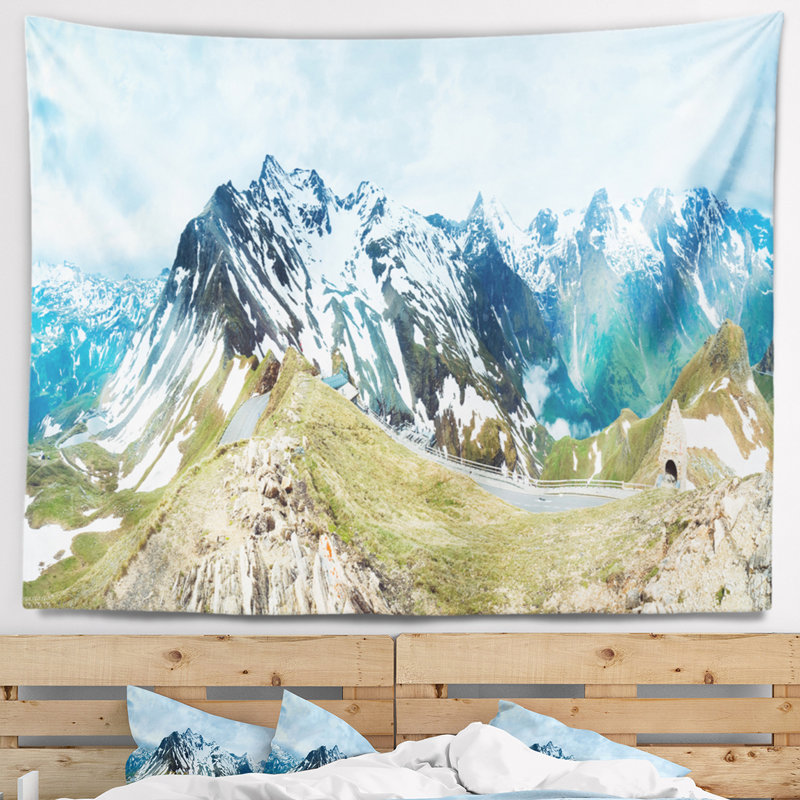 Photographie alpes eté panorama tapisserie, H 32 po x l 39 po