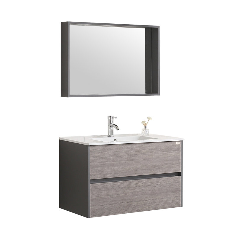 Ensemble de meuble-lavabo mural simple 36 po avec miroir Aldwych