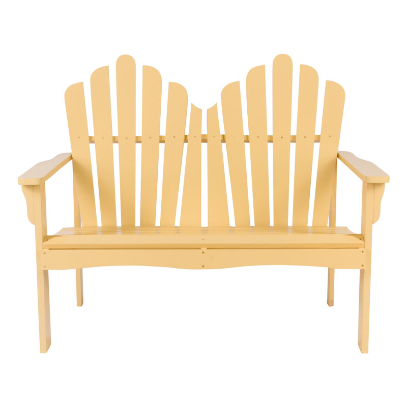 Crescent Adirondack Solid Wood Outdoor Garden Bench, Bee's Wax
