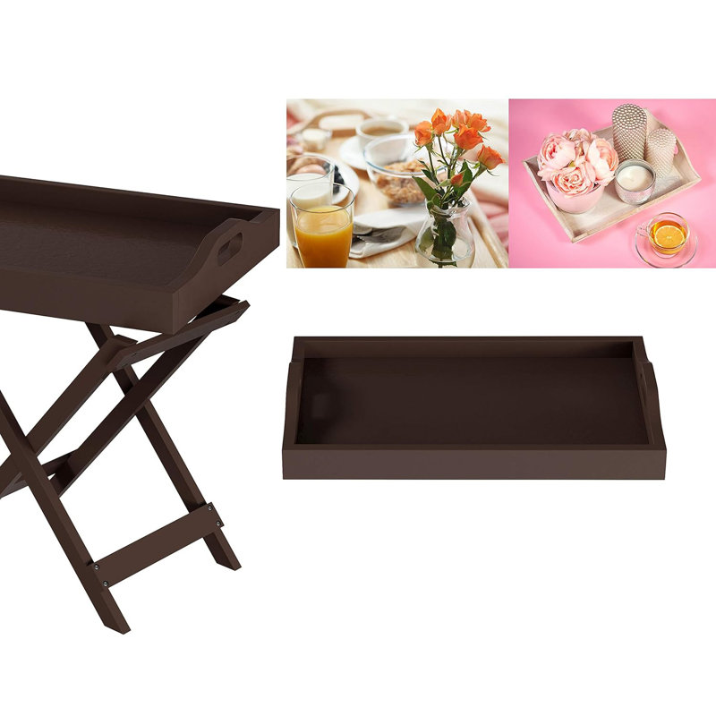 Contemporary Side Table with Removable Tray Top Portable End Furniture, Brown