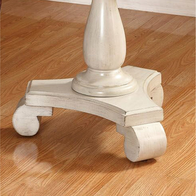 Table d'appoint à piédestal blanche 26 po - Finition ronde en bois au look élégant 26,5 po et classique, Blanc