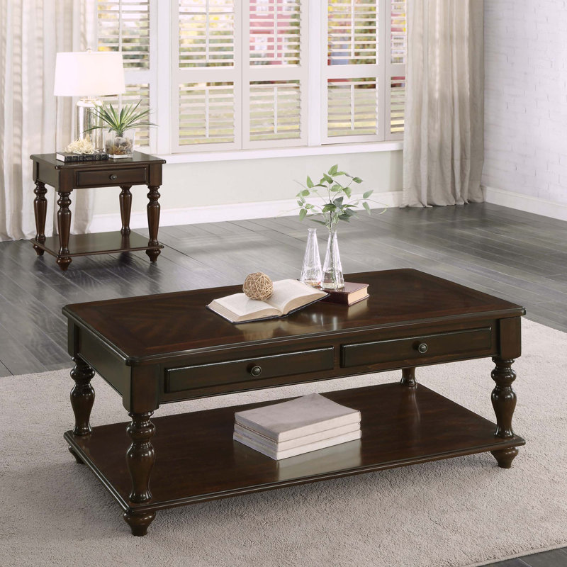 Table de bout de style moderne moderne avec tiroir et tablette inférieure, fini espresso, meubles de salon 1pc