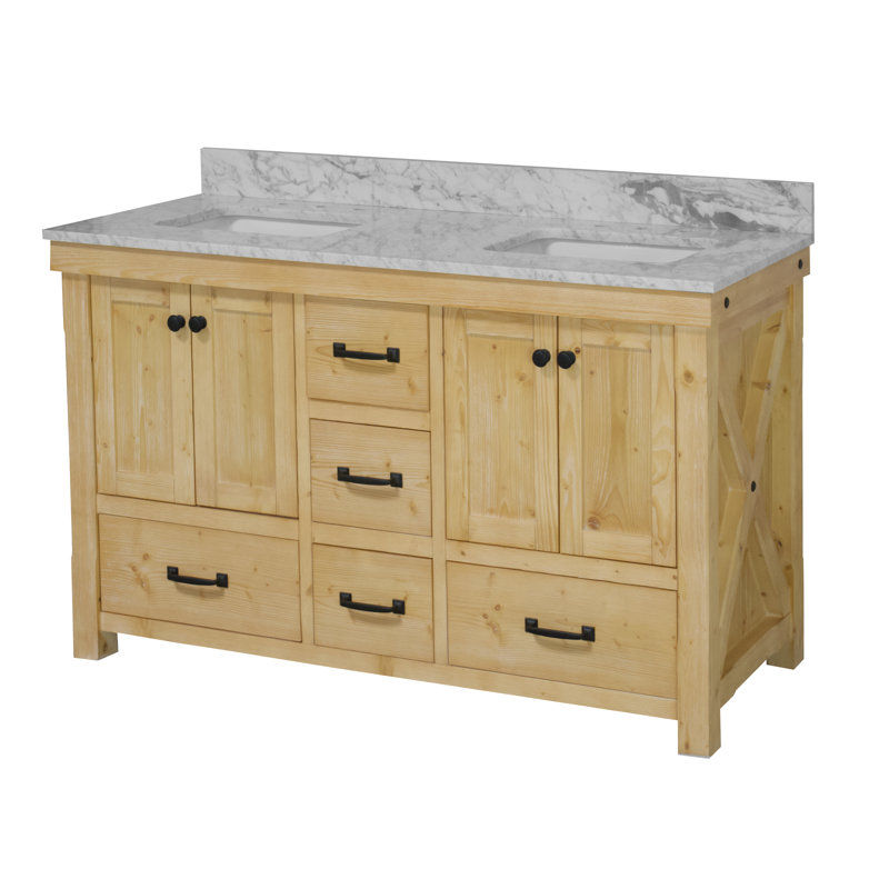 Ensemble de meuble-lavabo double 60 po Galvan, Bois flotté