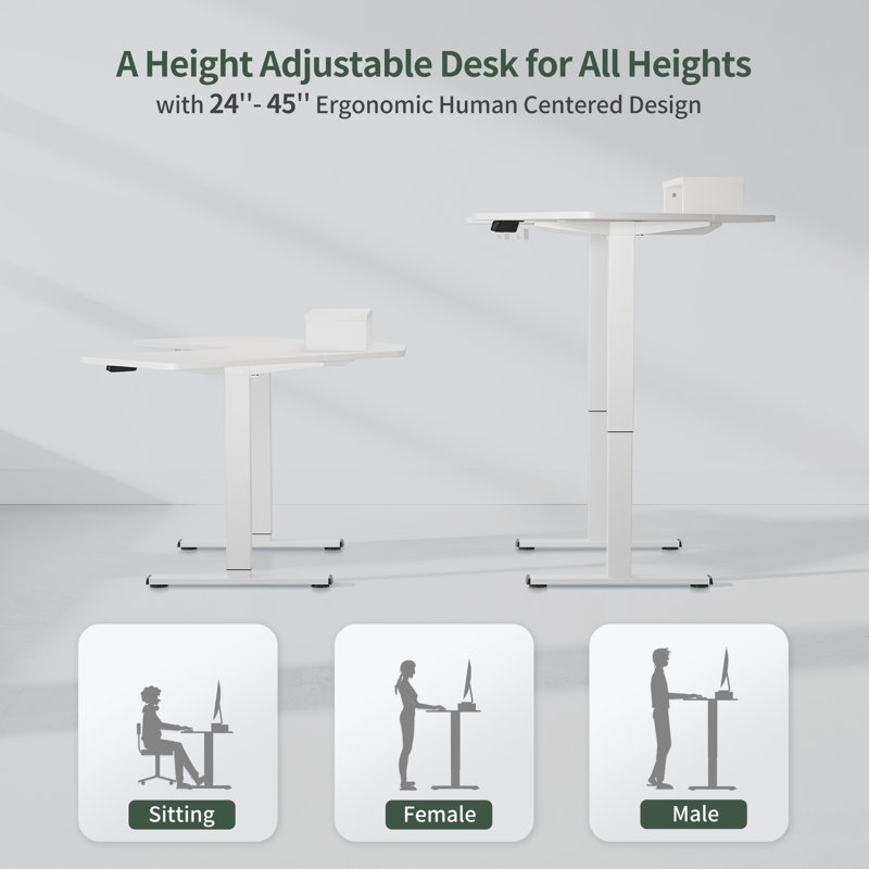 Nibbi Adjustable L-Shaped Metal Base Writing Desk, White