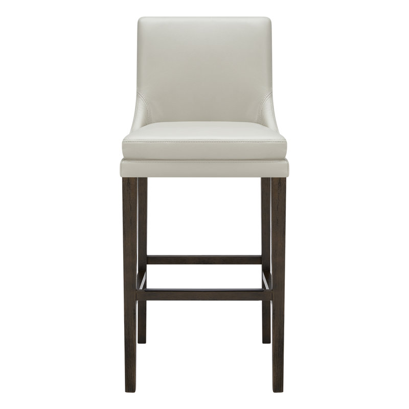 Tabouret de bar et de comptoir en cuir véritable Niara, Cuir véritable ivoire, Tabouret de bar (siège d’une hauteur de 30 po)