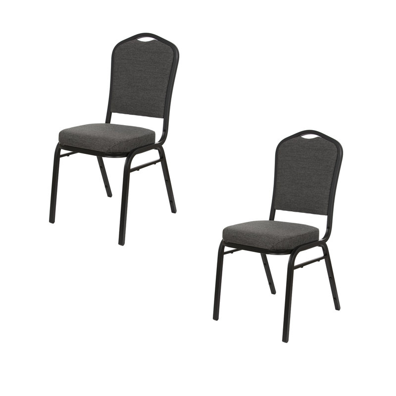 Lila Fabric Stack Chair (2 Pack), Graystone, Black