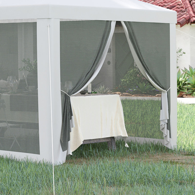 Auvent de tente de fête Outsunny, abri d'extérieur avec 8 parois latérales amovibles en filet, portes à fermeture à glissière, structure en acier