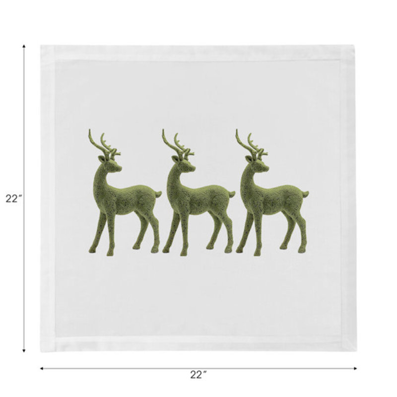 Serviettes de table en satin de coton Moss Reindeer