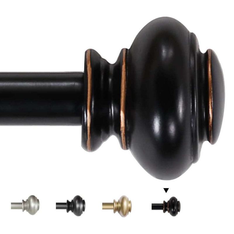 Ensemble de tringle à rideaux simple réglable en fer 3/4 po de diamètre, Nickel, 48" – 84"