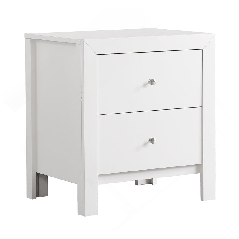Table de chevet transitionnelle blanche élégante, Gris