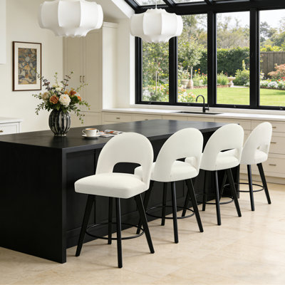 26" Upholstered Swivel Counter & Bar Stool with Solid Wood Frame