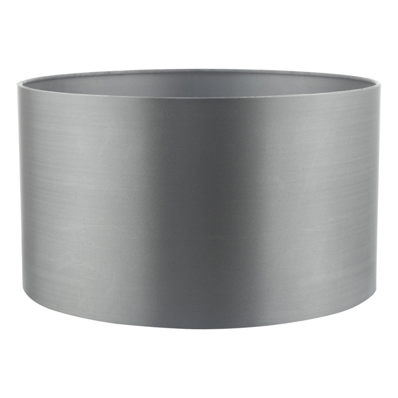23cm H Silk Drum Lamp Shade, Grey