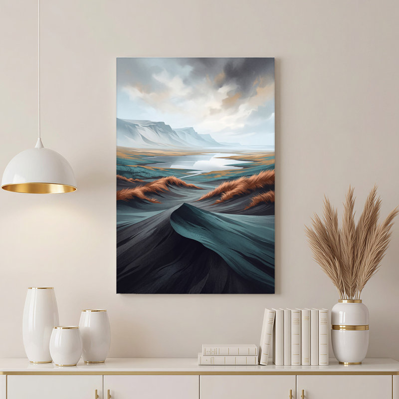 Art mural sur toile Misty Mountains and River, 18"H x 12"W