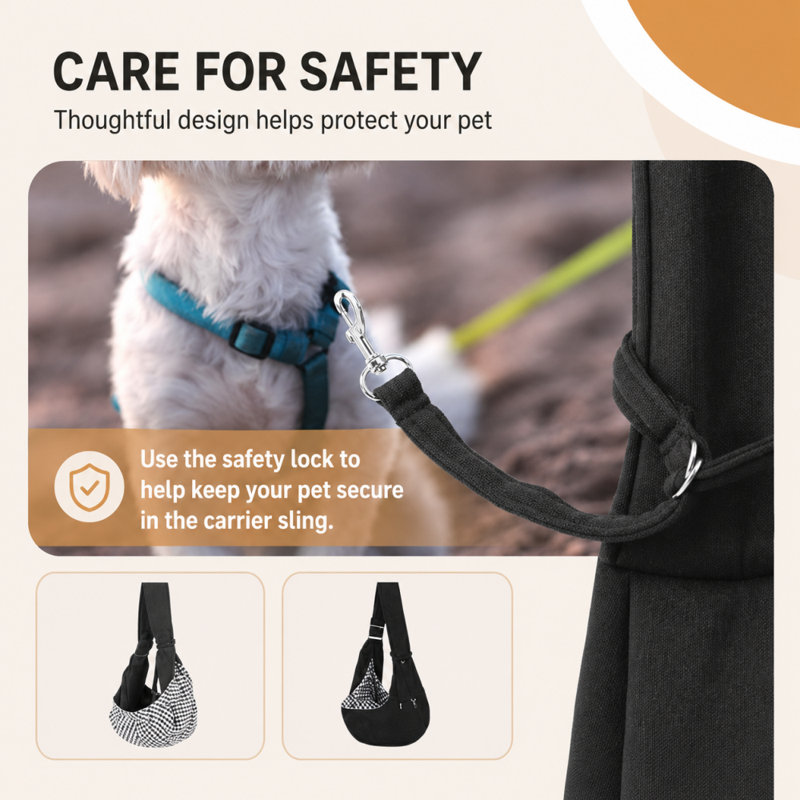 Sangle réglable en polyester pour animaux de compagnie avec sangle à boucle et poche à fermeture à glissière pour chats et petits chiens