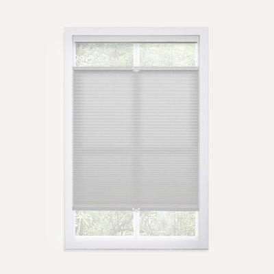  No Drill No Tools Cordless 1" Light Filtering Top Down Bottom Up Cellular Shade, 35"W x 64"H, Gray Cloud