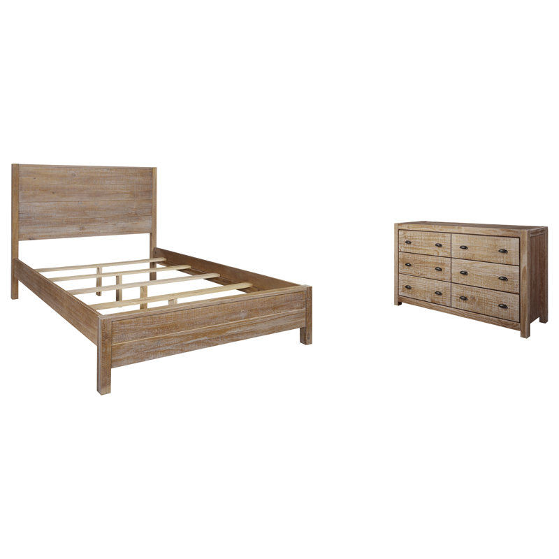 Montauk Bedroom Set, Driftwood, Queen, 2 Pcs: Bed, Nightstand