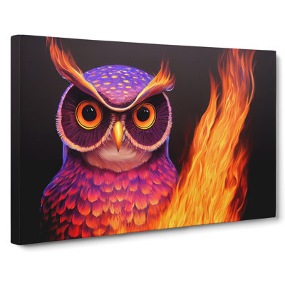 Flaming Owl - Wrapped Canvas