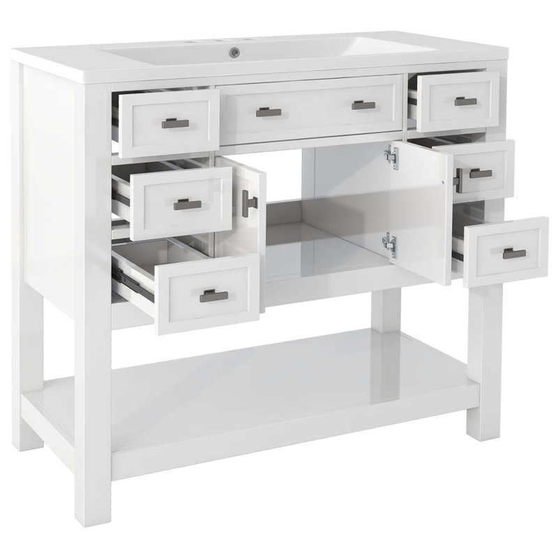 Meuble-lavabo simple 35,2 po avec lavabo, Blanc