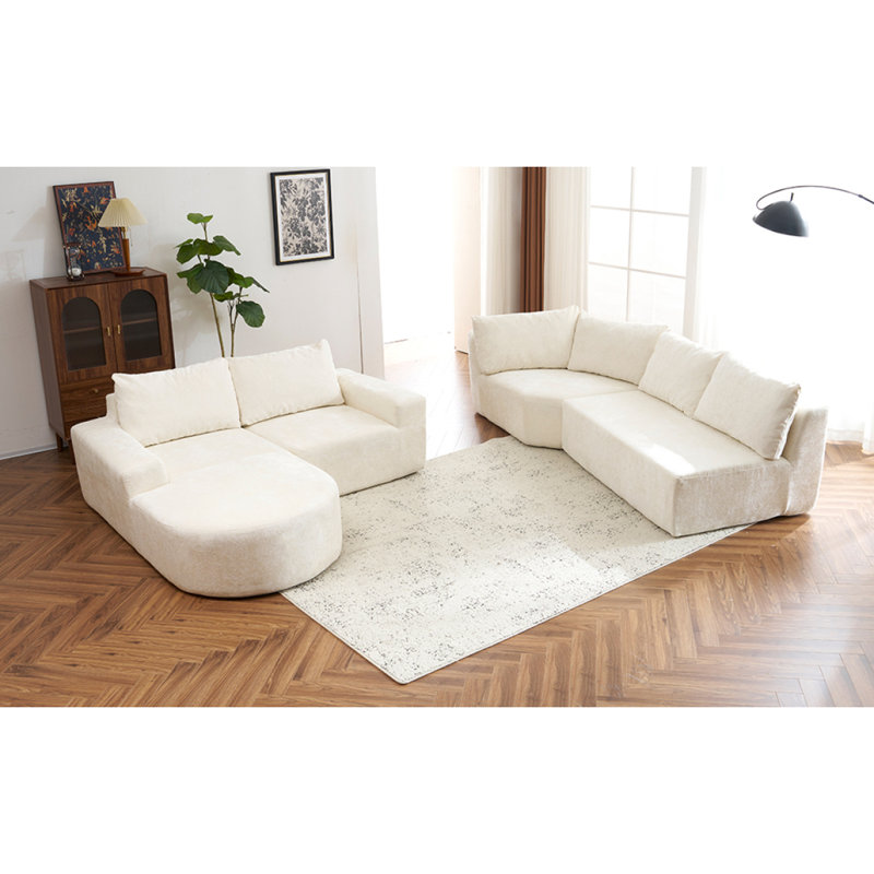 Ensemble de canapés modulaires surdimensionnés de 139 po avec canapé modulaire en nuage et siège profond pour salon, brun