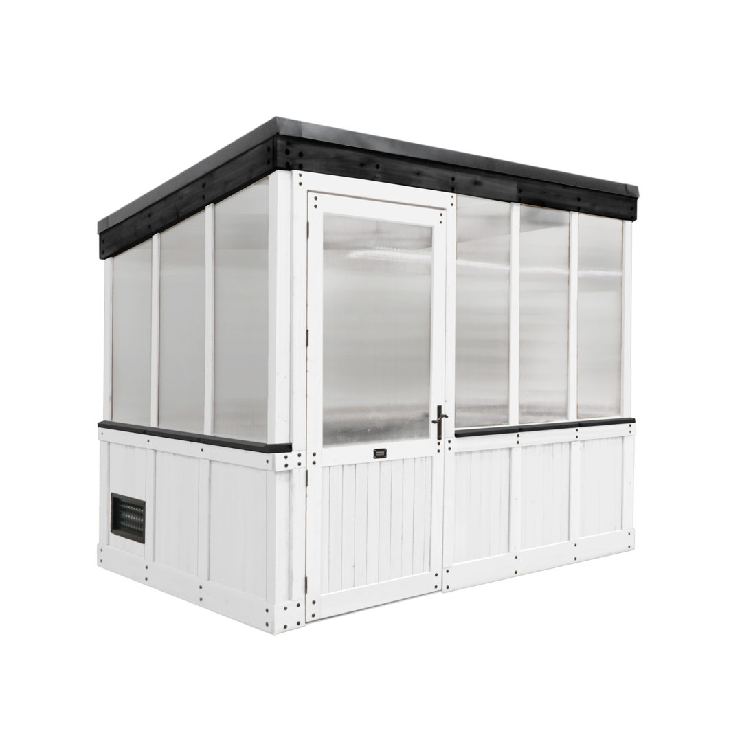 Backyard Discovery Willow 9' x 6' White Cedar Wood and Polycarbonate Walk-In Outdoor Greenhouse Kit with PowerPort Backyard Discovery