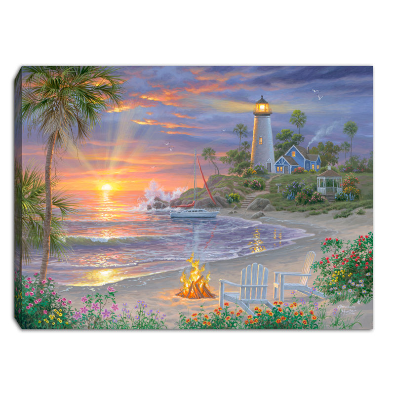 Honeymoon Sunset 8x6 Mini Lighted Easel Back Canvas
