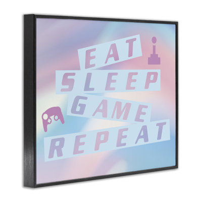 Pastel Eat Sleep Game Framed Giclee, design by Yass Naffas Designs