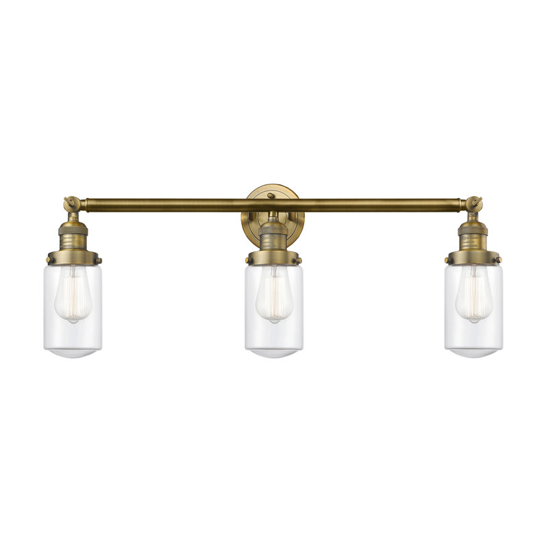 Éclairage pour salle de bain 3 lumières Saroyan, Transparent, Ampoule DEL rétro de 3,5 watts, Bronze huilé