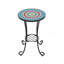 Table d'appoint de patio avec tablette, bleu + noir