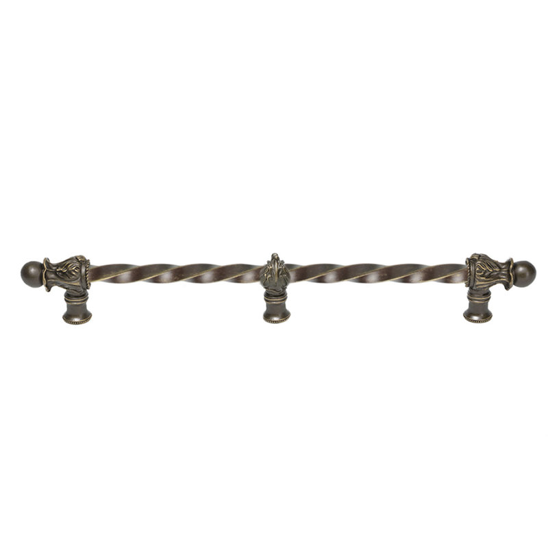 Acanthus 12 inches c.c. with 3/8 twist bar Romanesque style with center brace in Oil Rub Bronze, 18", Antique Brass