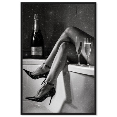 Champagne Bath Glamour Canvas by Art Remedy, Gallery Wrapped