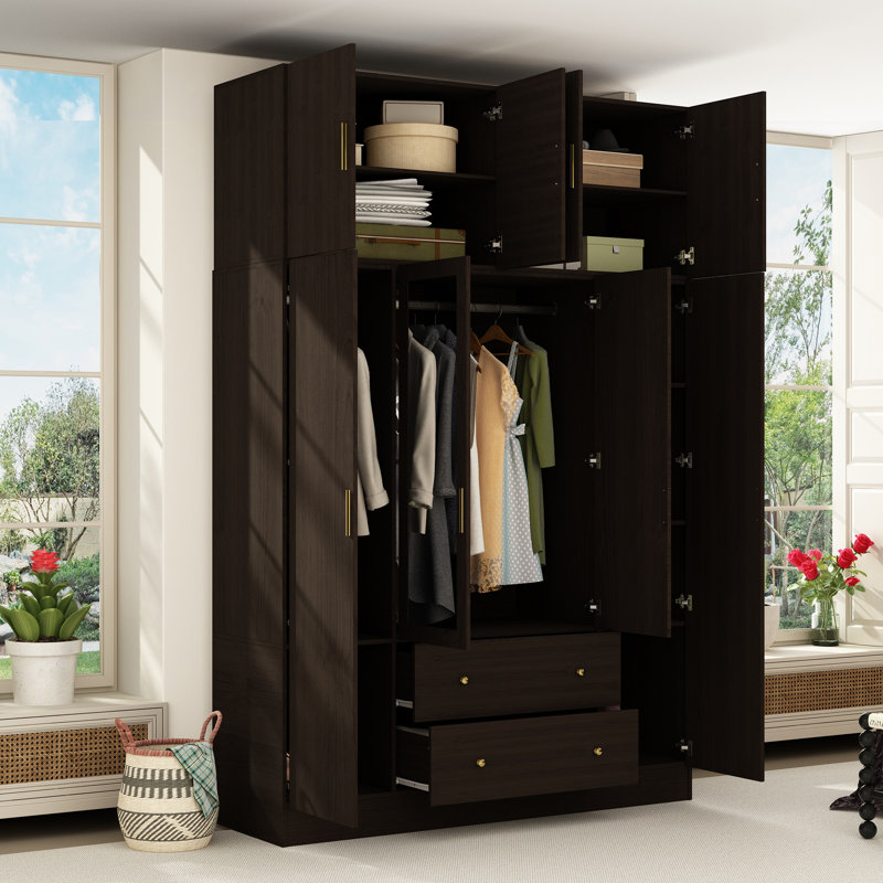 Armoire 4 tiroirs 2 tiroirs avec armoire, Noir, noir, noir, noir