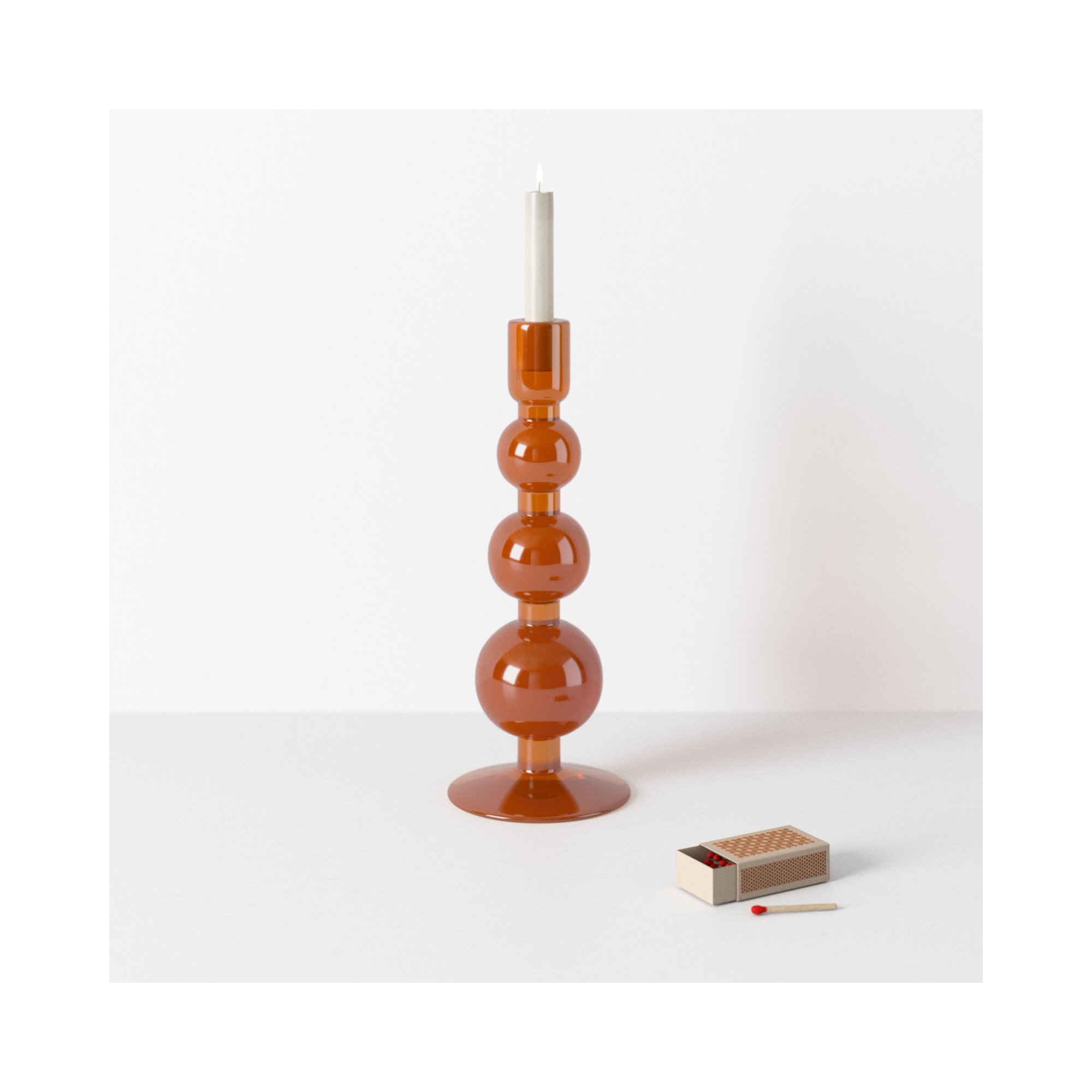 Geri Recycled Glass Candle Holder, Red, 13.4" H x 5.51" W x 5.51" D