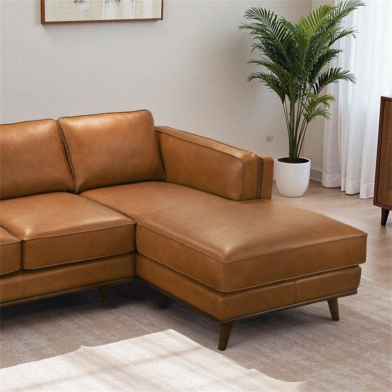 Canapé modulaire en cuir véritable Chase faisant face à la droite, Orienté à droite