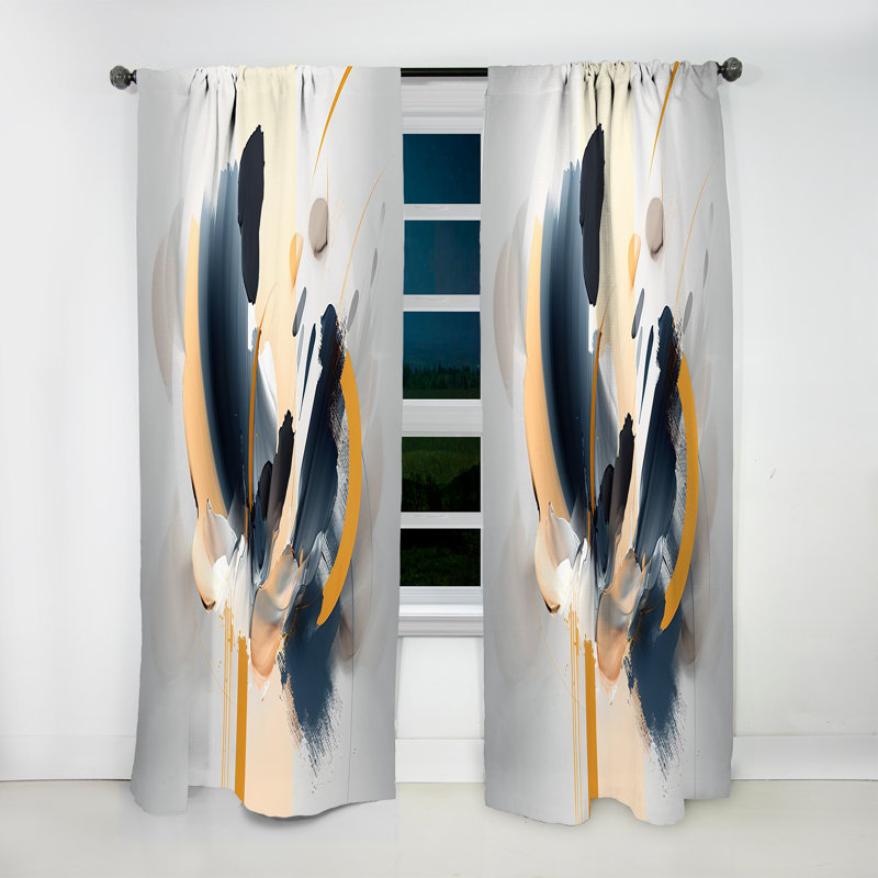 Glenboro - Abstract Flower Painting - Modern Velvet Curtain - Room Darkening - 1 panel, 52" W x 84" L