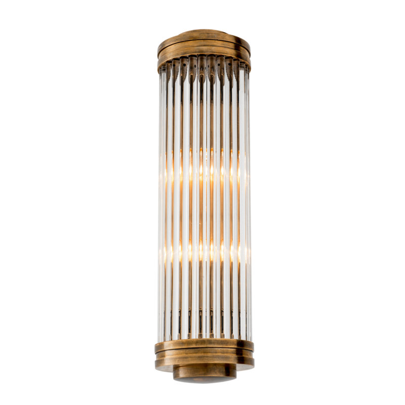 Gascogne Flush Mounted Sconce, Vintage Brass/Clear, 2 Lights