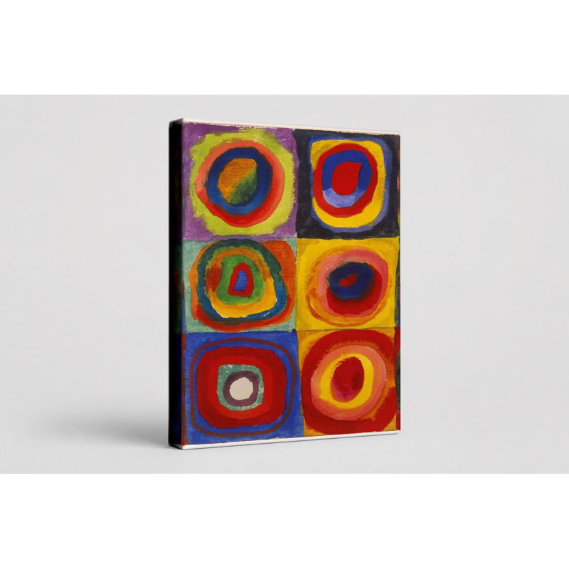Étude de couleur: carrés avec cercles concentriques (1913) - Art mural sur toile, 20" W x 16" H