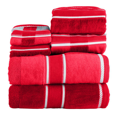 6 Piece Towel Set - 525 GSM 100% Cotton Bathroom Accessories - 2 Bath Towels, 2 Hand Towels, and 2 Wash Cloths - Soft and Absorbent Bath Sheets for Shower, Gym, Dorm, and Spa by Lavish Home (Red)