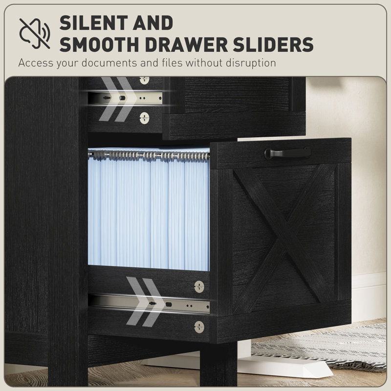 3 Drawer File Cabinet Filing Cabinet for A4 Letter Size Black,wood, Black