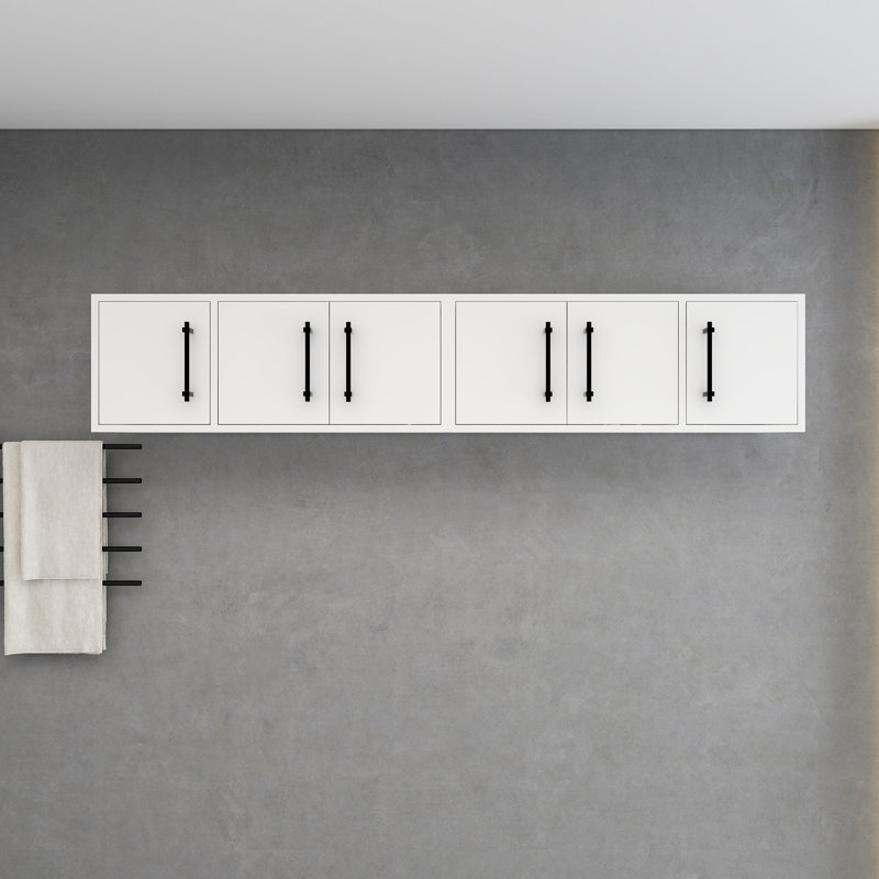 Armoire murale supérieure Victoria (double), H 13,8 po x l 71,3 po x P 12 po, Blanc lustré