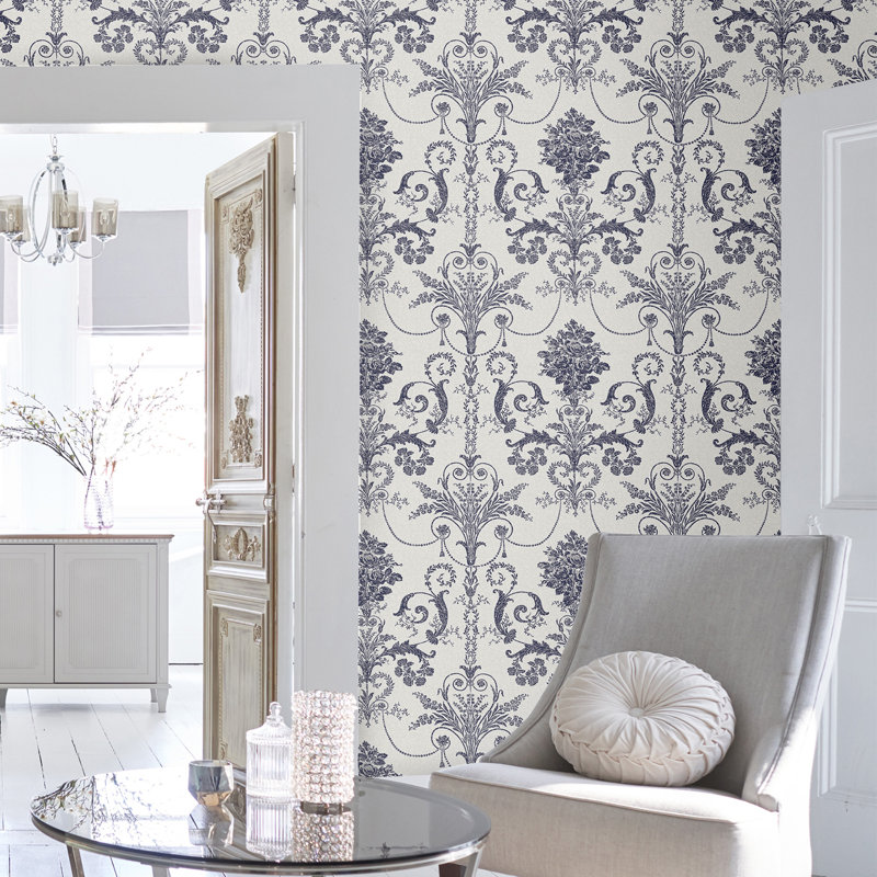 Laura Ashley Josette Wallpaper Roll, Off White/Midnight