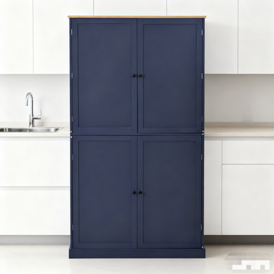 40.2x20x71.3inch High Freestanding Kitchen Pantry Large Cupboard Storage Cabinet With 2 Drawers, 2 Adjustable Shelves, 8 Door Shelves For Kitchen, Dining Room,blue[assembly Video Provided]