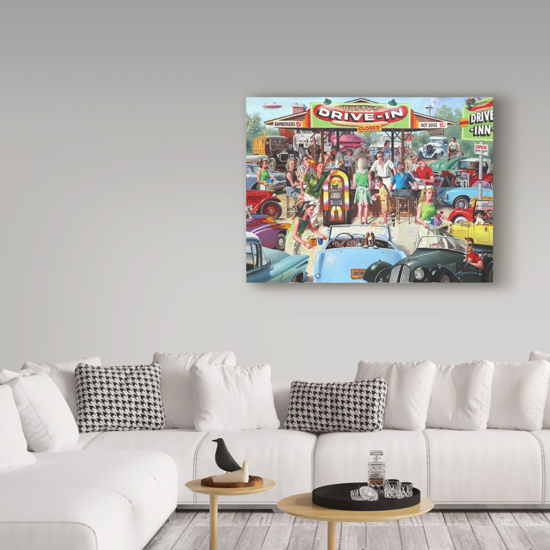 «Rustys Drive In», affiche vintage sur toile tendue Ferhart, H 18 po x l 24 po