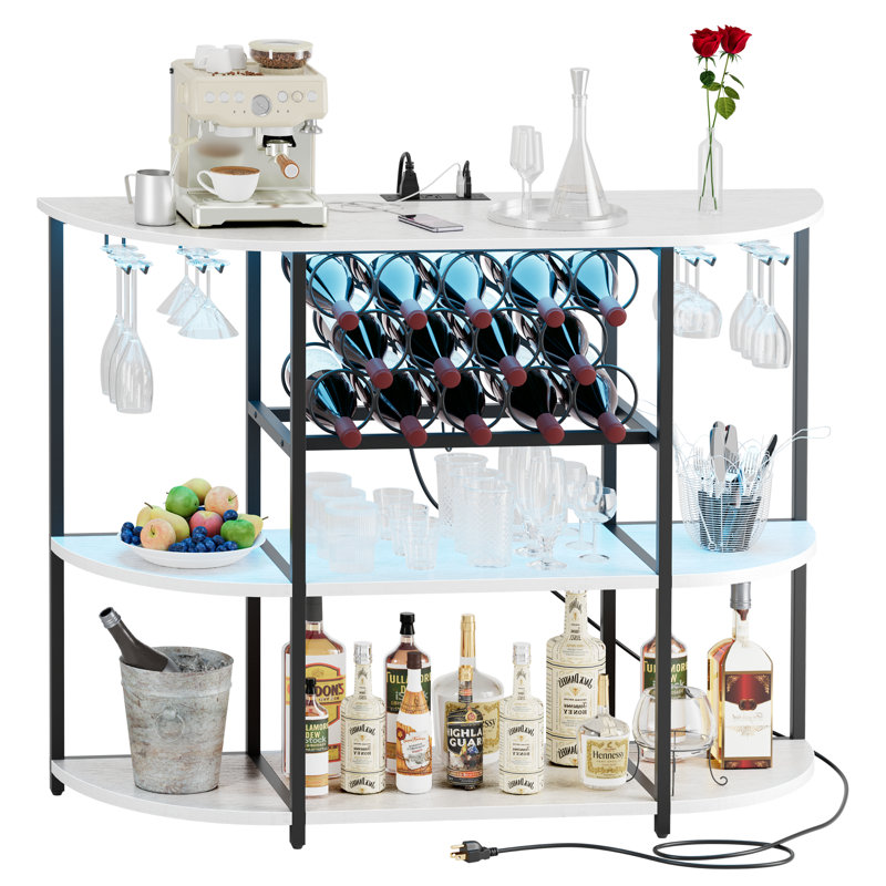 Jeriann Tabletop Wine Bottle & Glass Rack, White