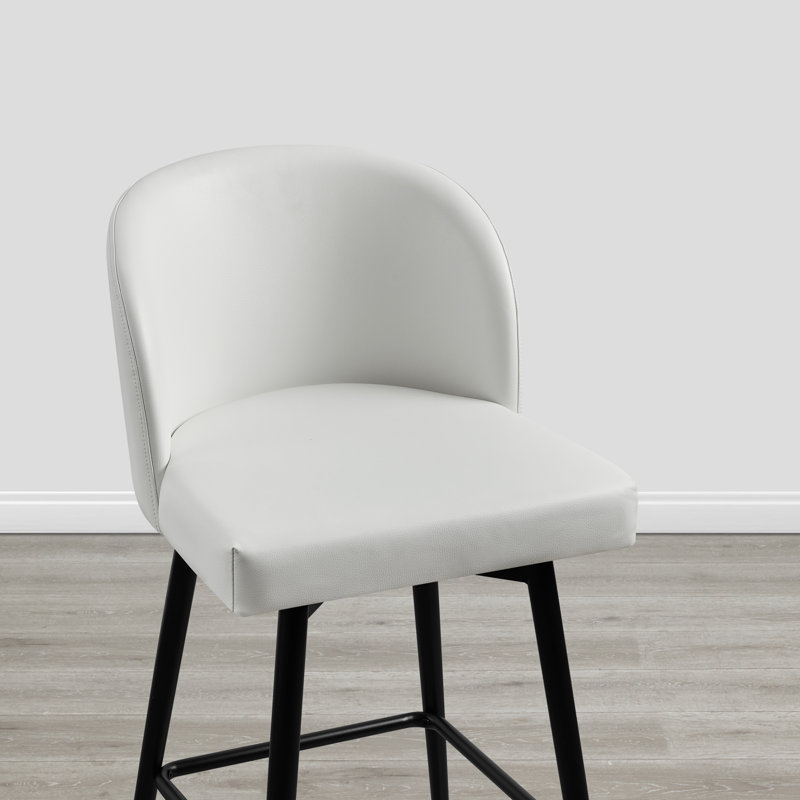 Tabouret de bar et de bar Benedit, Tabouret de comptoir (siège d'une hauteur de 27 p, Similicuir blanc grainé