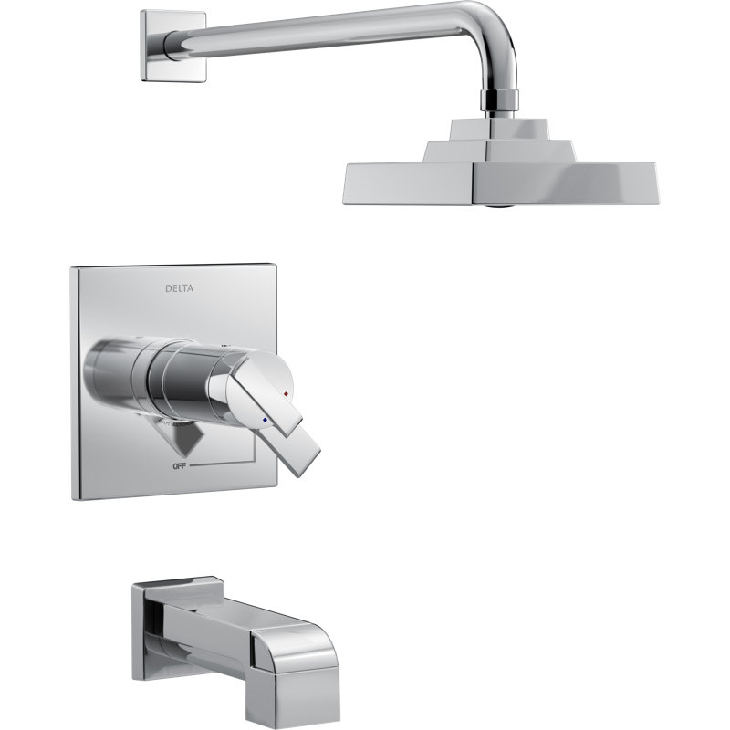 Garniture de baignoire et douche Ara® avec poignée levier et TempAssure, Chrome