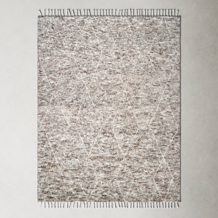 Talon Geometric Hand-Knotted Wool Area Rug in Gray/Brown