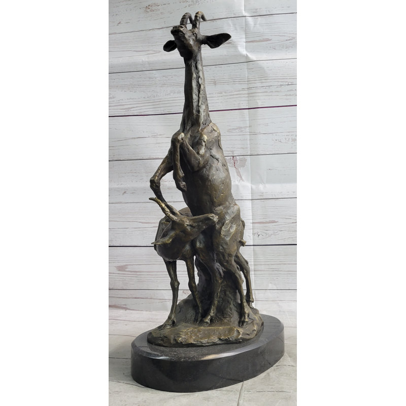 Figurine sculpture en bronze à deux gazelles