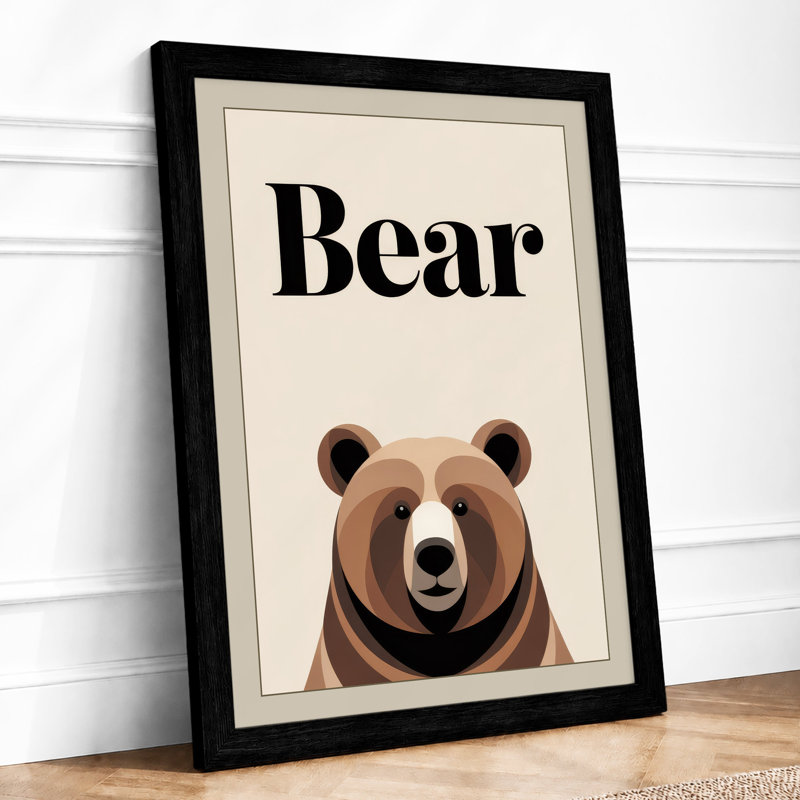 Bear Minimalist - Framed Print, Black, A3 - 42.0 x 29.7 cm